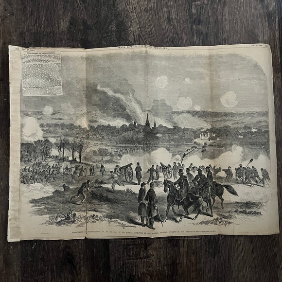 None Other - Army of the Potomac Bombardment of Fredericksburg 1863 Civil War Engraving C60